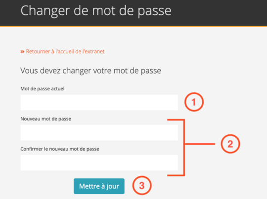 Extranet : définition de votre propre mot de passe