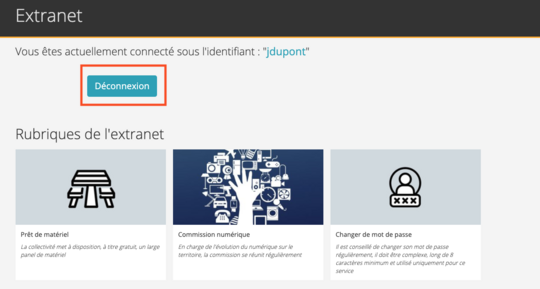 Extranet : bouton de déconnexion