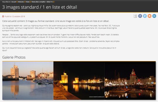 Exemple d'actualité avec 3 images en vue Détail