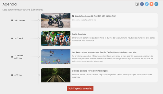 Exemple de vue "Ligne de temps" partielle