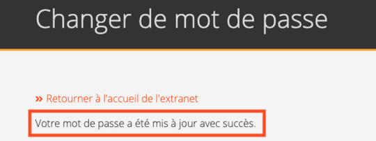 Extranet : mot de passe mis à jour avec succès