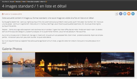 Exemple d'actualité avec 4 images en vue Détail